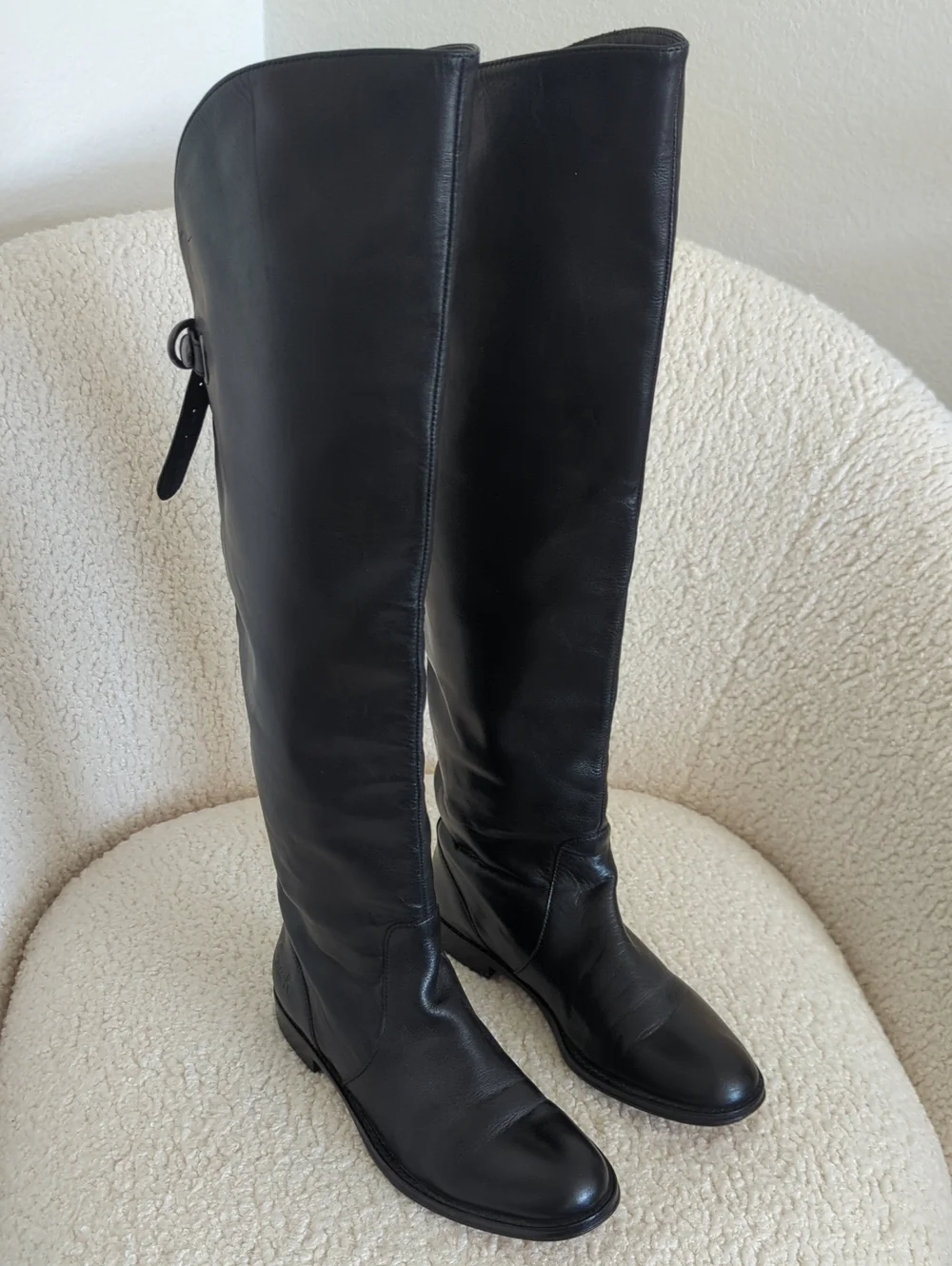 Coach Women's Cheyenne Leather Black Riding Boots | Size 7